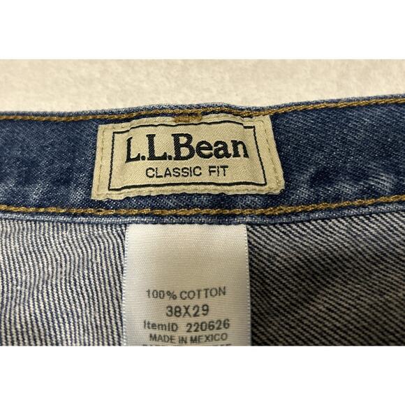 LL Bean Jeans Mens Size 38x29 Blue Classic Fit Denim Straight Leg Cotton Pants - Picture 3 of 8
